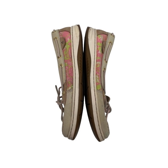 Sperry Angelfish Pink Tan Sequin Boat Shoe Loafers Size 8 Women's - Picture 6 of 8